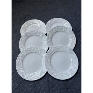 Denmark Tools For Cooks AMELIA White Salad/Snack Plates 6.25" Sides 6pc Set Home